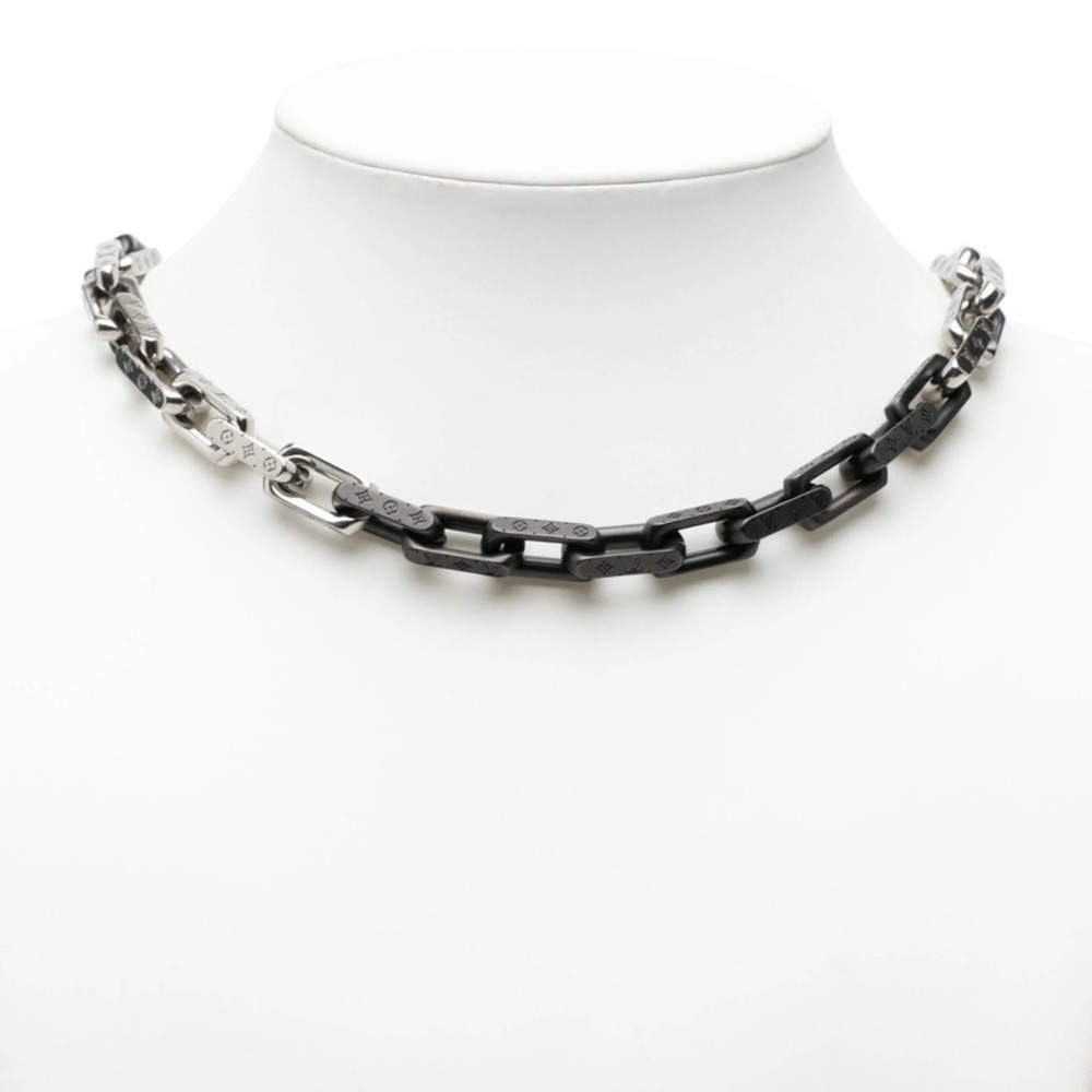 LOUIS VUITTON Black Monogram Necklace